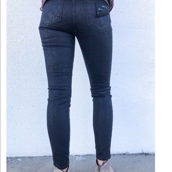 Kut From The Kloth Mia high rise coated snake 4 black jeans denim zip up - Picture 2 of 11